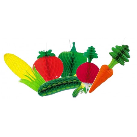 ASSORTIMENT DE 6 LEGUMES GEANTS EN PAPIER GAUFRE, DE 41 A 71 CM