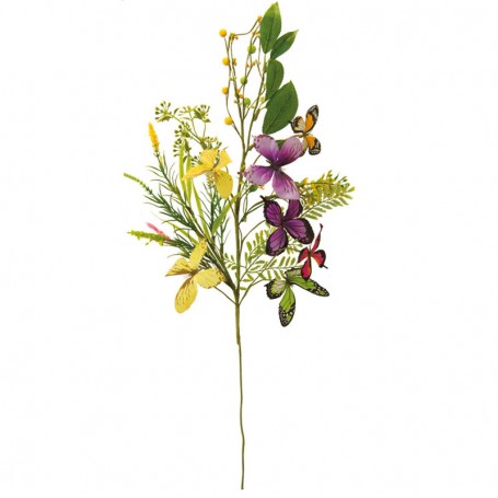 Branche fleurs et papillons